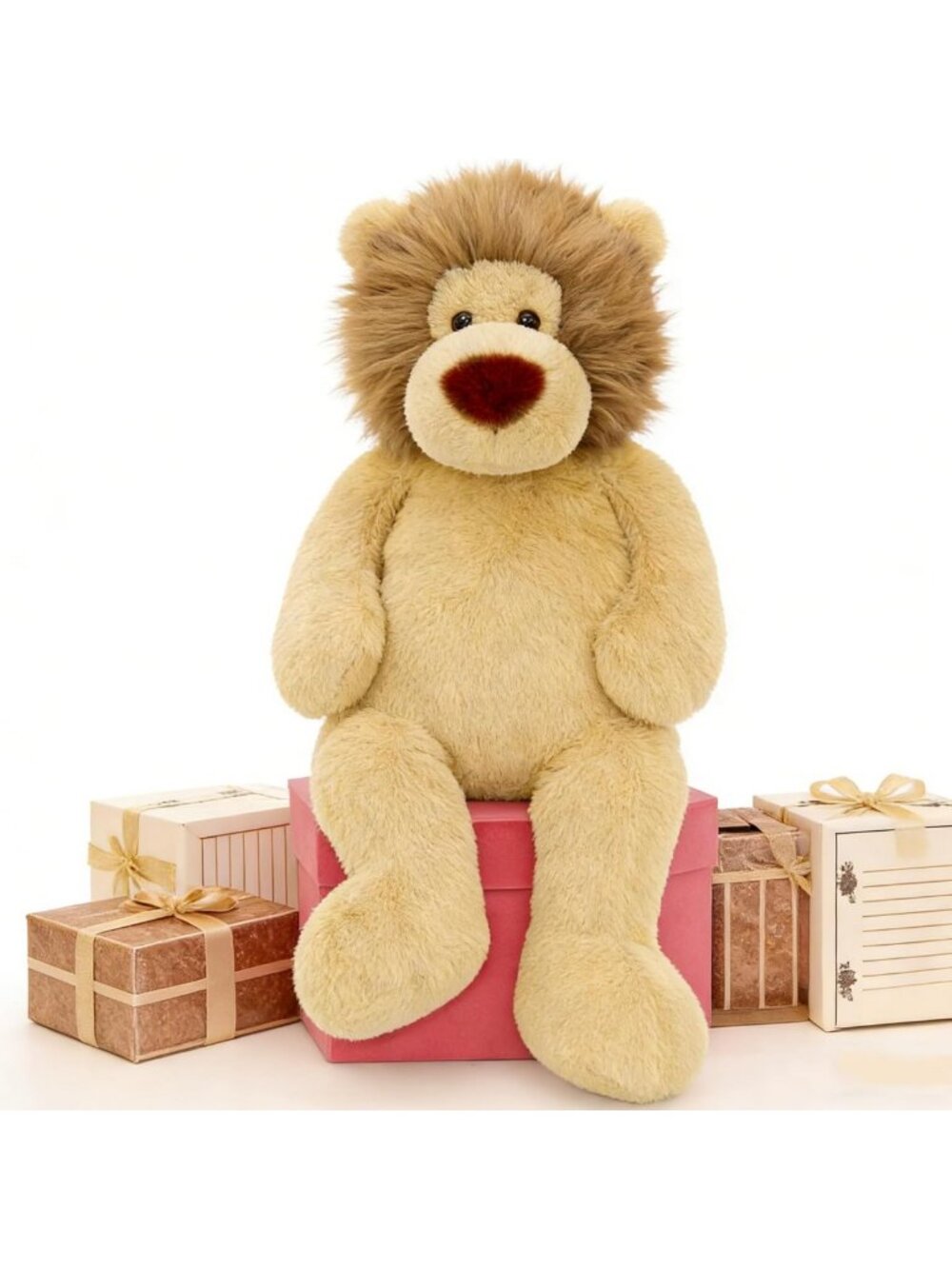 Giant 51" Fat Lion Plush Toy - Soft Stuffed Animal for Kids & Nursery Decor